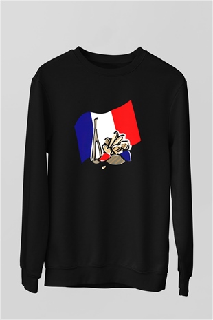 Fransa Siyah Unisex Sweatshirt