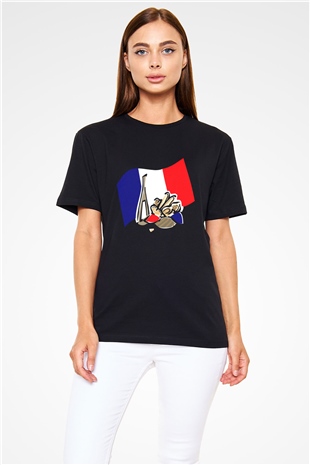 Fransa Siyah Unisex Tişört T-Shirt - TişörtFabrikası