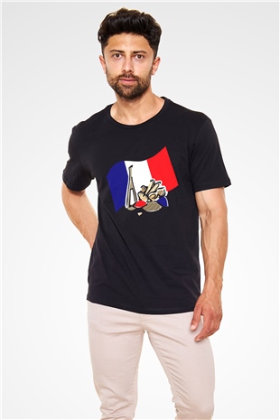 Fransa Siyah Unisex Tişört T-Shirt - TişörtFabrikası