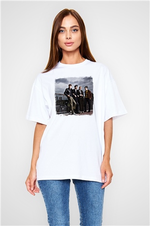 Franz Ferdinand Baskılı Unisex Beyaz Oversize Tişört