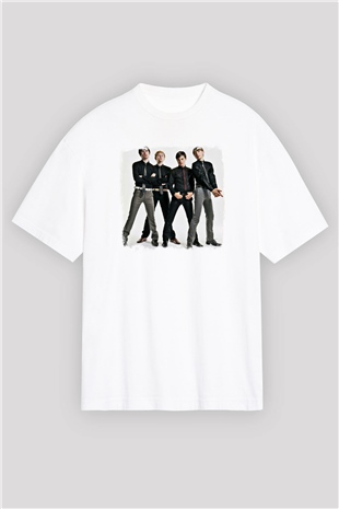 Franz Ferdinand Baskılı Unisex Beyaz Oversize Tişört