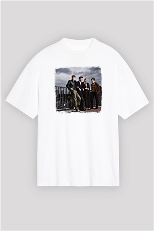 Franz Ferdinand Baskılı Unisex Beyaz Oversize Tişört