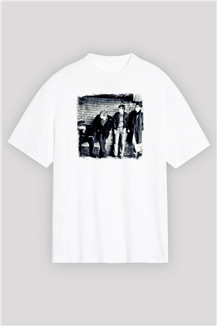 Franz Ferdinand Baskılı Unisex Beyaz Oversize Tişört