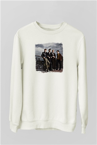 Franz Ferdinand Baskılı Unisex Beyaz Sweatshirt
