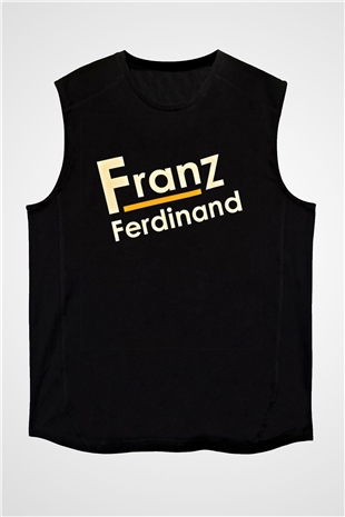 Franz Ferdinand Baskılı Unisex Siyah Kolsuz Tişört