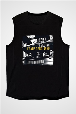 Franz Ferdinand Baskılı Unisex Siyah Kolsuz Tişört
