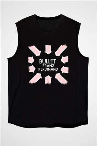 Franz Ferdinand Baskılı Unisex Siyah Kolsuz Tişört