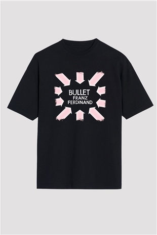 Franz Ferdinand Baskılı Unisex Siyah Oversize Tişört