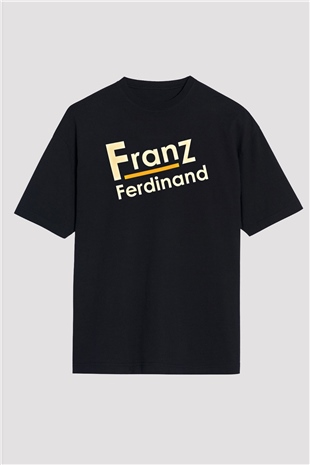 Franz Ferdinand Baskılı Unisex Siyah Oversize Tişört