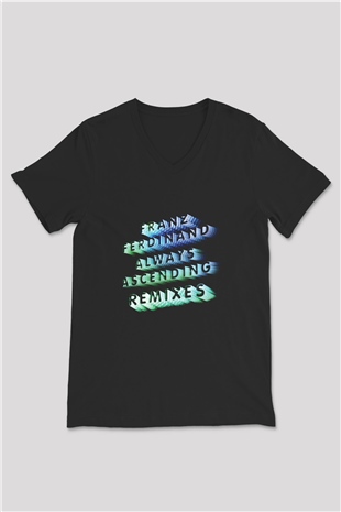 Franz Ferdinand Baskılı Unisex Siyah V Yaka Tişört