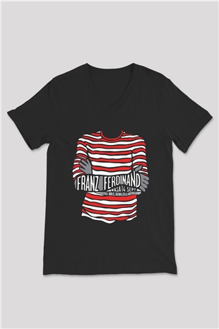 Franz Ferdinand Siyah Unisex V Yaka Tişört T-Shirt