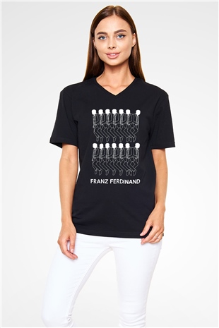Franz Ferdinand Siyah Unisex V Yaka Tişört T-Shirt