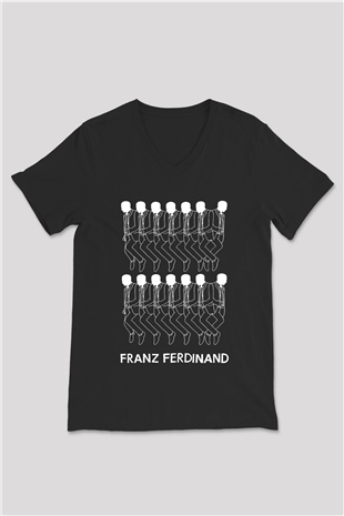 Franz Ferdinand Siyah Unisex V Yaka Tişört T-Shirt
