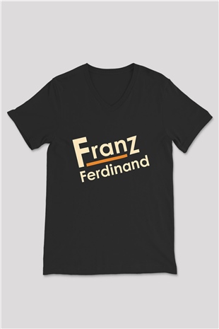 Franz Ferdinand Siyah Unisex V Yaka Tişört T-Shirt