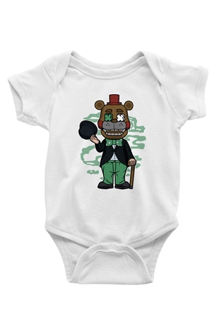 Freddy Gentlemen Baskılı Unisex Beyaz Bebek Body - Zıbın