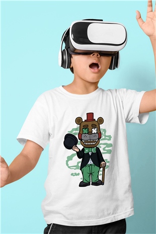 Freddy Gentlemen Baskılı Unisex Beyaz Çocuk Tişört