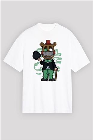 Freddy Gentlemen Baskılı Unisex Beyaz Oversize Tişört