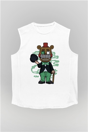 Freddy Gentlemen Baskılı Unisex Beyaz Kolsuz Tişört