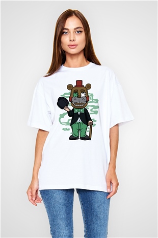 Freddy Gentlemen Baskılı Unisex Beyaz Oversize Tişört