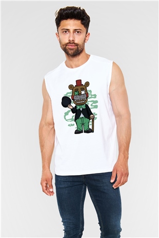 Freddy Gentlemen Baskılı Unisex Beyaz Kolsuz Tişört