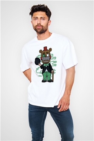 Freddy Gentlemen Baskılı Unisex Beyaz Oversize Tişört