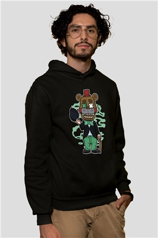 Freddy Gentlemen Baskılı Unisex Siyah Hoodie
