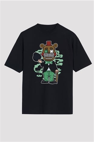 Freddy Gentlemen Baskılı Unisex Siyah Oversize Tişört