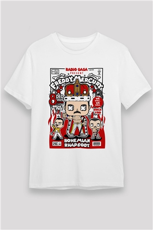 Freddy Mercury Baskılı Unisex Beyaz Tişört