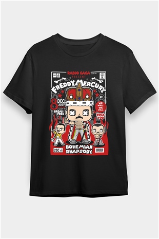 Freddy Mercury Baskılı Unisex Siyah Tişört