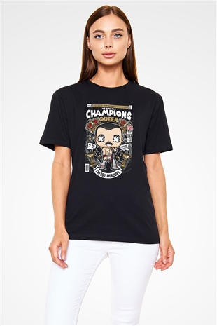Freddy Queen Baskılı Unisex Siyah Tişört