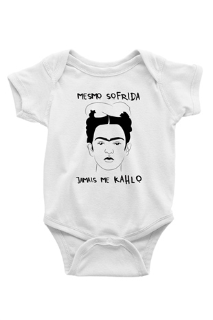 Frida Kahlo Baskılı Beyaz Unisex Bebek Body - Zıbın