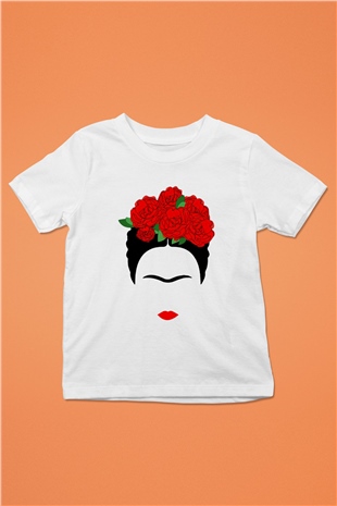 Frida Kahlo Baskılı Beyaz Unisex Çocuk Tişört