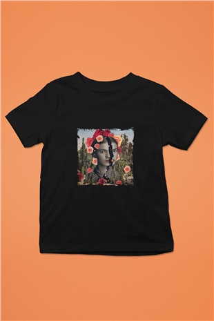 Frida Kahlo Baskılı Unisex Siyah Çocuk Tişört