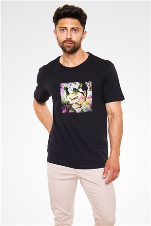 Frida Kahlo Baskılı Unisex Siyah Tişört