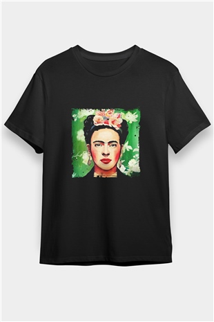 Frida Kahlo Baskılı Unisex Siyah Tişört
