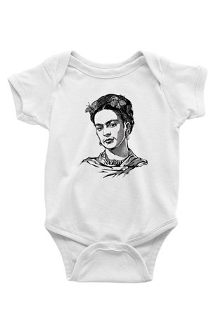 Frida Kahlo Beyaz Bebek Body - Zıbın