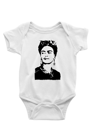Frida Kahlo Beyaz Bebek Body - Zıbın