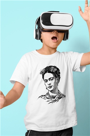 Frida Kahlo Beyaz Unisex Çocuk Tişört