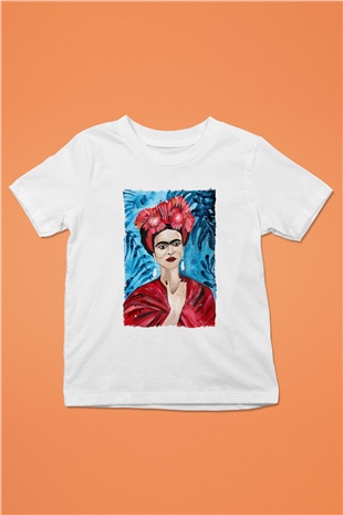Frida Kahlo Beyaz Unisex Çocuk Tişört