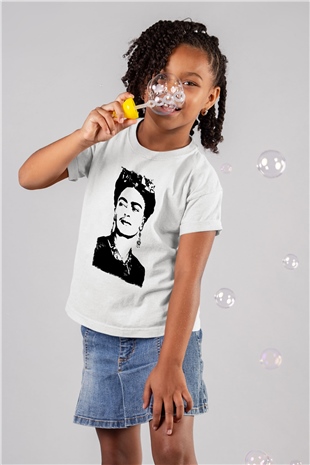 Frida Kahlo Beyaz Unisex Çocuk Tişört