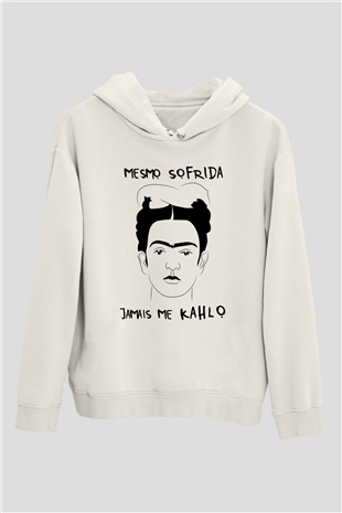 Frida Kahlo Beyaz Unisex Kapşonlu Sweatshirt