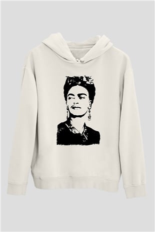 Frida Kahlo Beyaz Unisex Kapüşonlu Sweatshirt