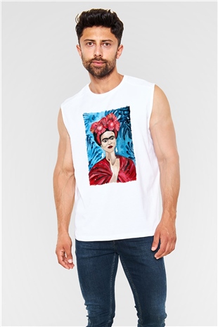 Frida Kahlo Beyaz Unisex Kolsuz Tişört