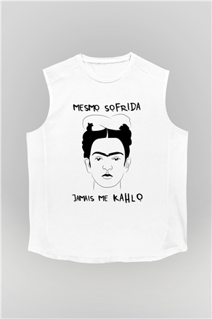 Frida Kahlo Beyaz Unisex Kolsuz Tişört