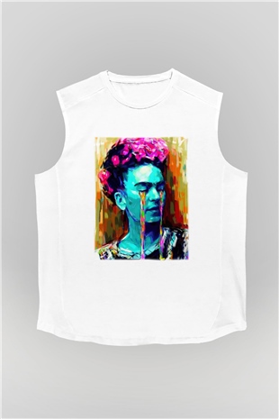 Frida Kahlo Beyaz Unisex Kolsuz Tişört