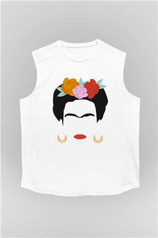 Frida Kahlo Beyaz Unisex Kolsuz Tişört