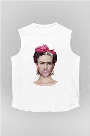 Frida Kahlo Beyaz Unisex Kolsuz Tişört