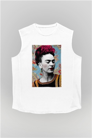 Frida Kahlo Beyaz Unisex Kolsuz Tişört