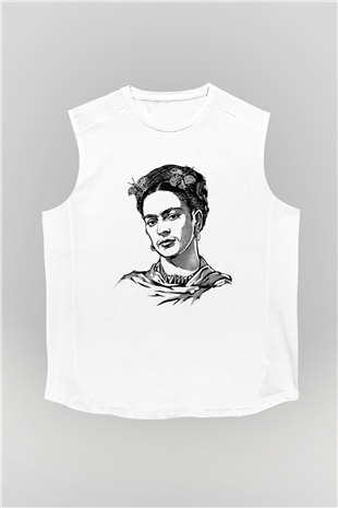 Frida Kahlo Beyaz Unisex Kolsuz Tişört