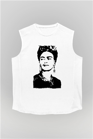 Frida Kahlo Beyaz Unisex Kolsuz Tişört